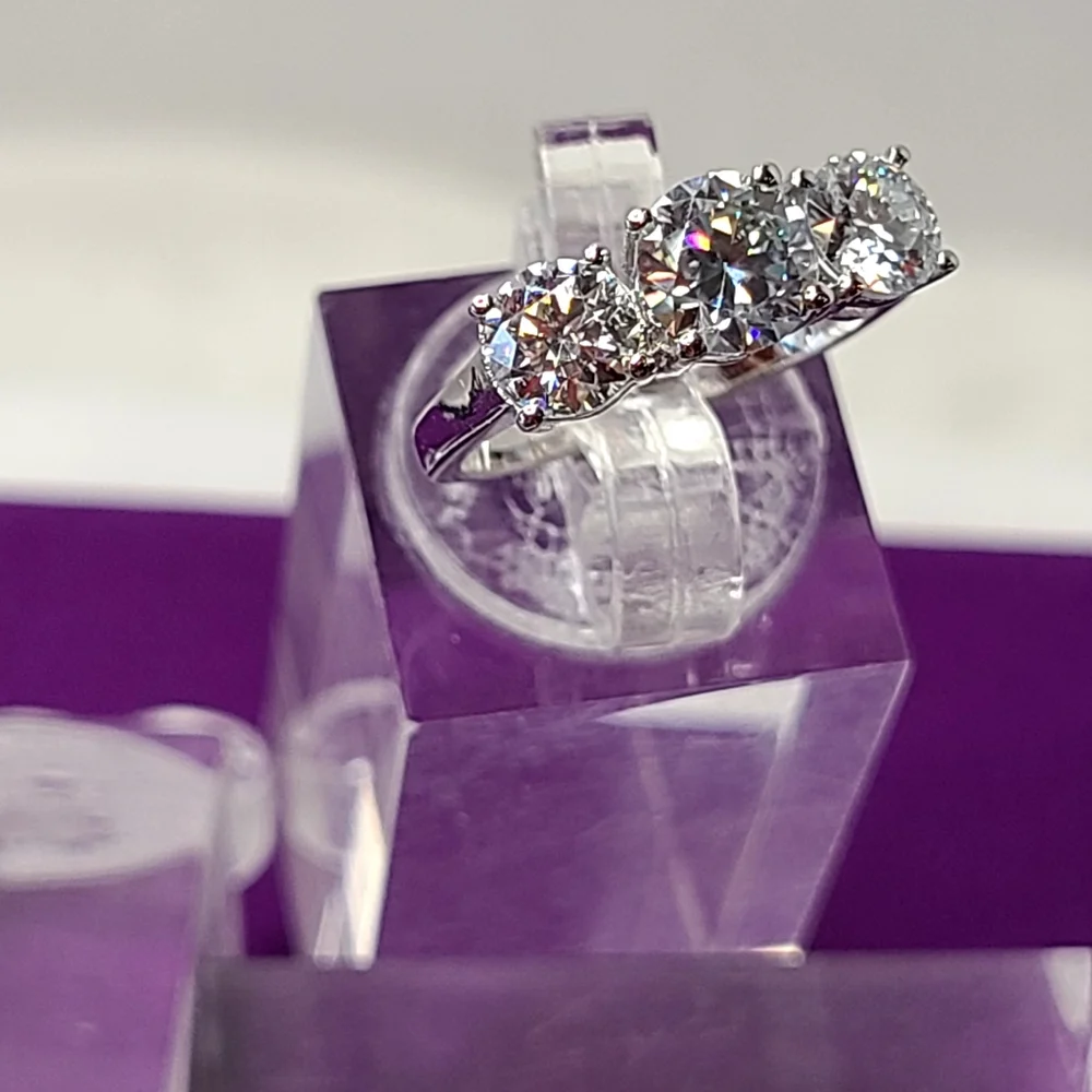 Moissanite 3 Stone 2.50 Carat Band Ring